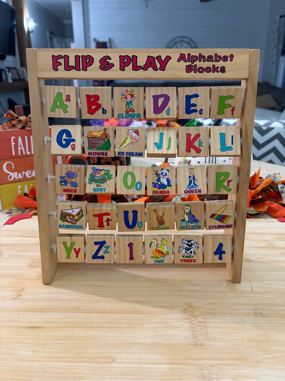 Alphabet Blocks Wooden Educational Toy - Multicolor Letters